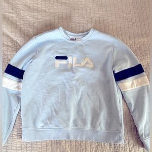 Y2K 90s Fila Powder Blue Cropped Crewneck Sweatshirt Women’s L